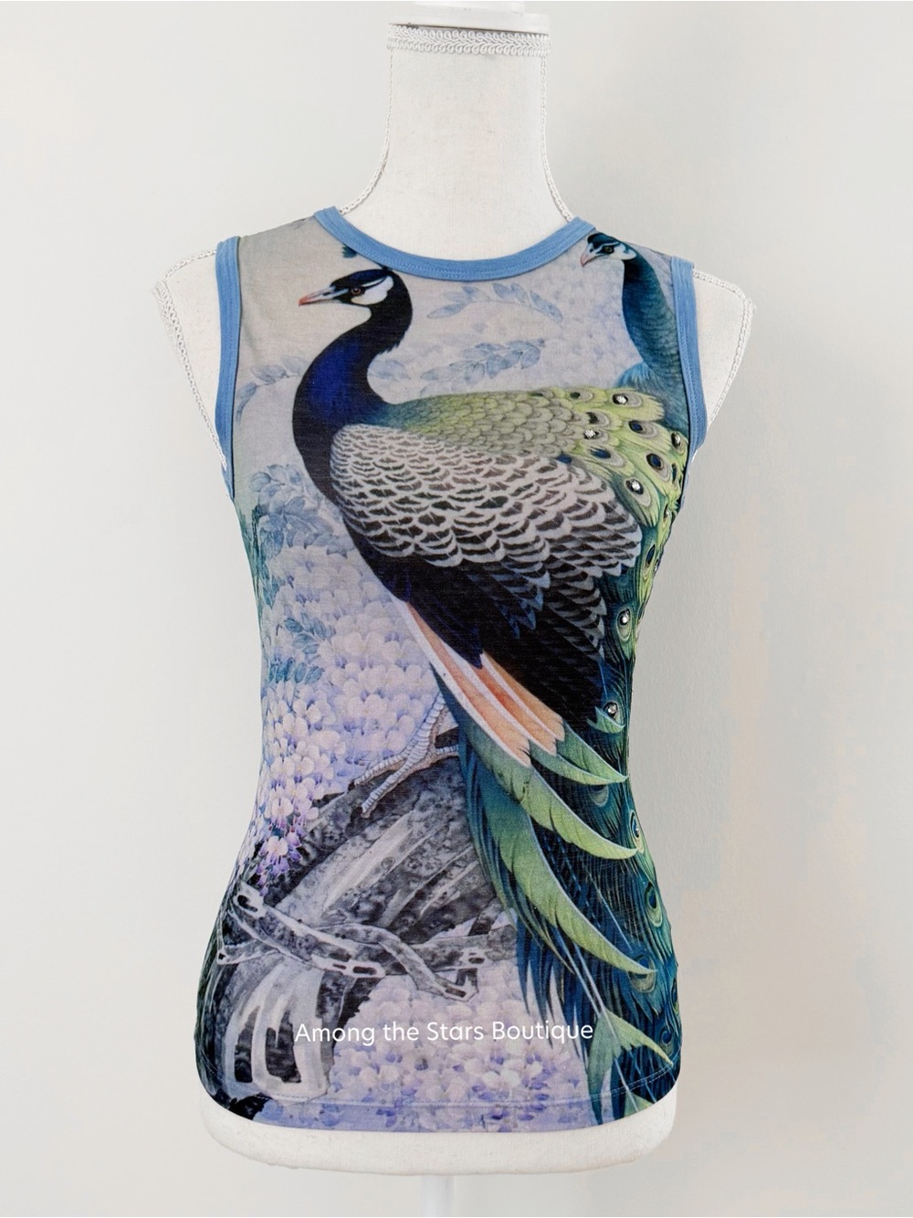 Extremely Rare Y2K Vintage Peacock Rhinestone Sleeveless Top ASO Lizzie McGuire - Picture 5 of 14